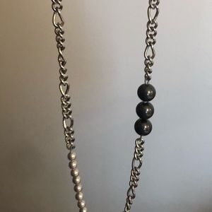 D&G Silver Stainless Steel Long Necklace